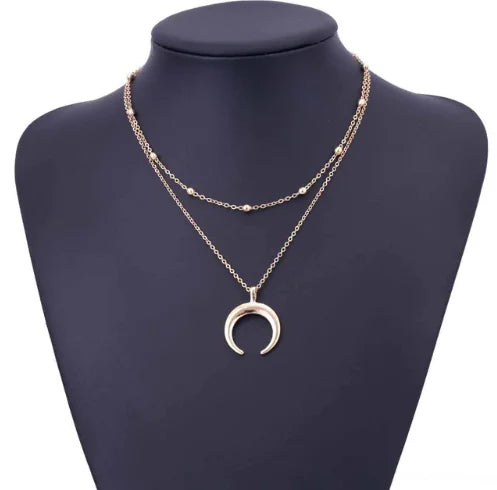 Double Angle Necklace - Women's Crescent Collar Necklace