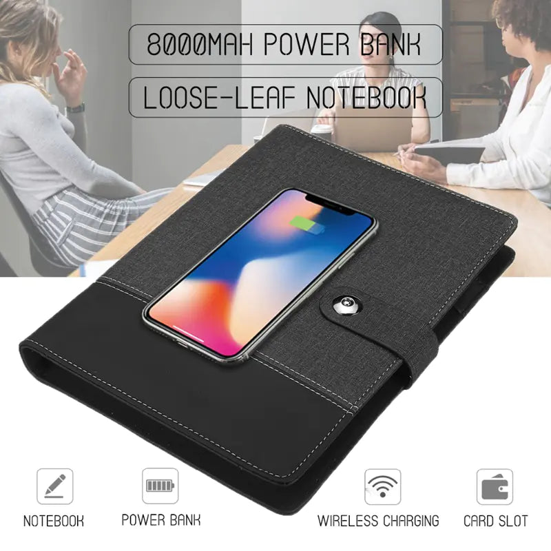 Wireless Charging Notebook with Power Bank & USB