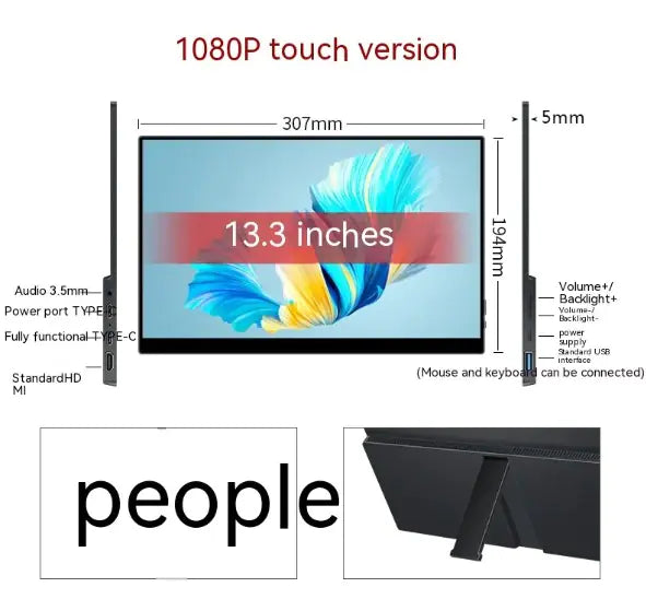Touch Portable Monitor - USB-C Touchscreen Display for Laptop & PC