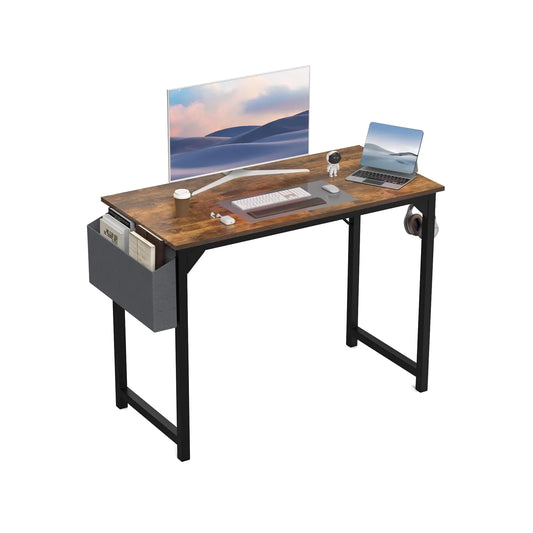 DUMOS 40 Inch Computer Desk - Modern Brown Home Office Writing Table
