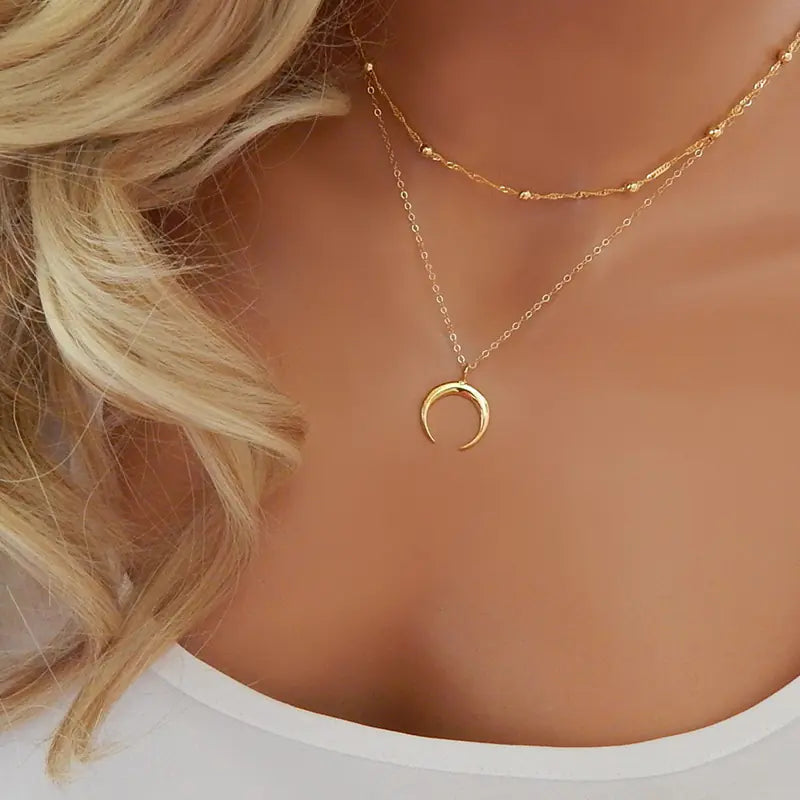 Double Angle Necklace - Women's Crescent Collar Necklace