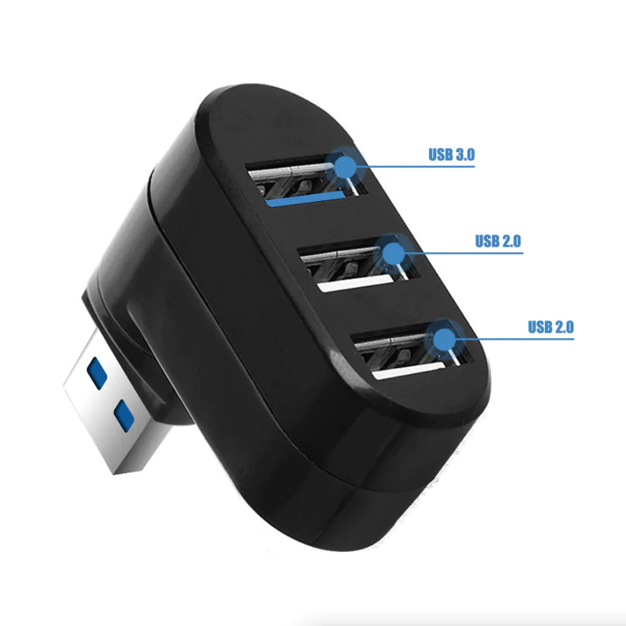 3-Port USB 3.0 Hub Splitter - Desktop & Laptop Adapter