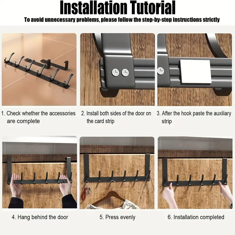 Over the Door Hooks Rack with 6 Hanger Hooks