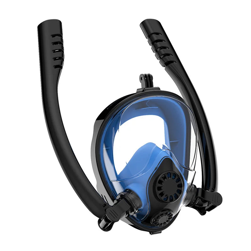 Snorkel Mask - 180° Panoramic Vision, Anti-Fog, Dual Breathing Tube