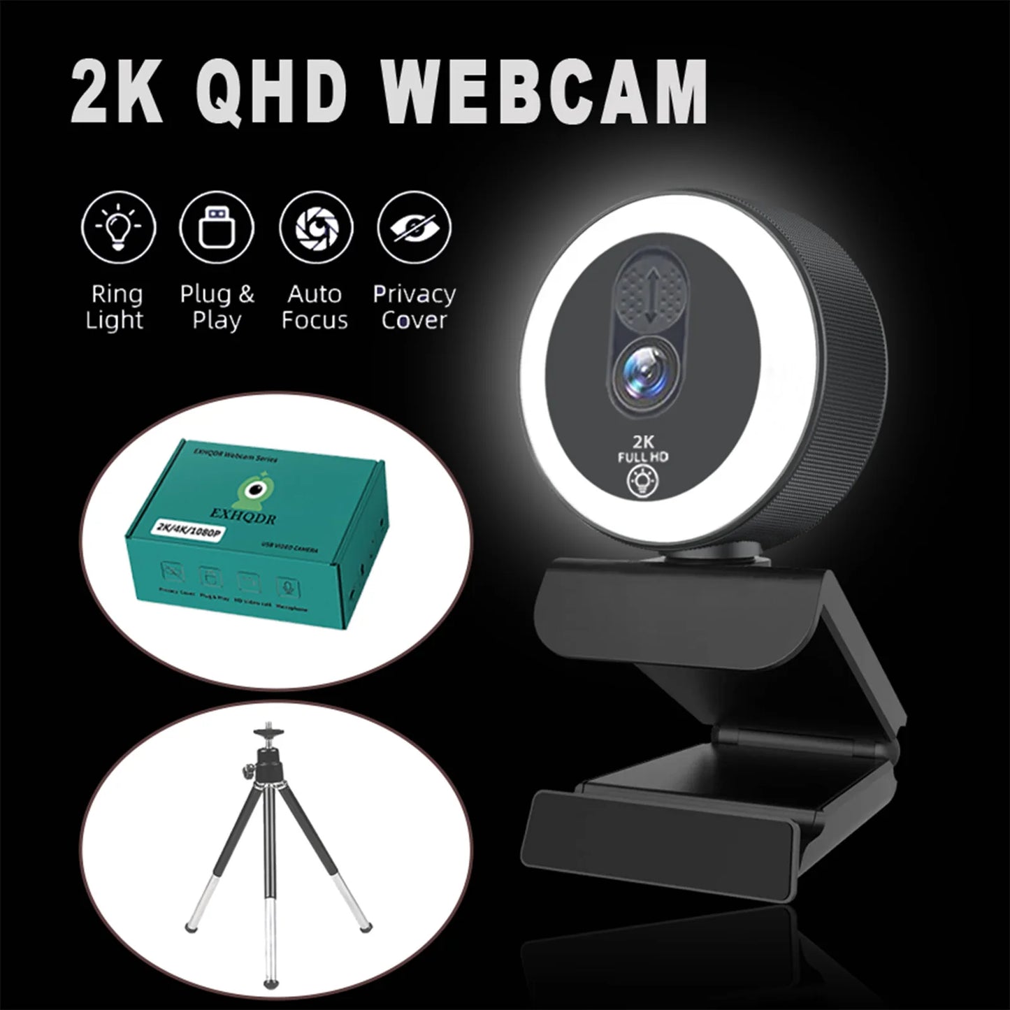 4K Pro Webcam with Ring Light - Ultimate Streamer Gift Set
