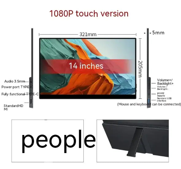Touch Portable Monitor - USB-C Touchscreen Display for Laptop & PC