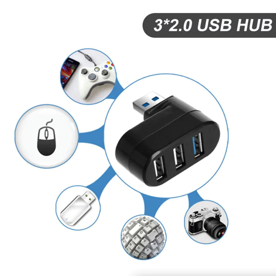 3-Port USB 3.0 Hub Splitter - Desktop & Laptop Adapter