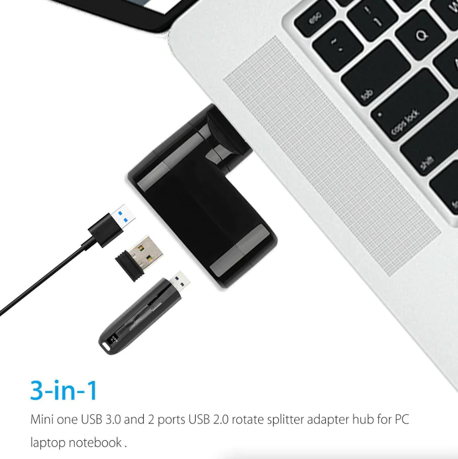 3-Port USB 3.0 Hub Splitter - Desktop & Laptop Adapter