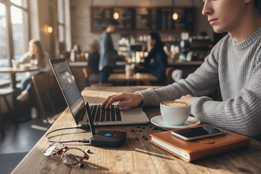 National Cappuccino Day Travel Bundle - WiFi Hotspot, Power Bank & Charging Notebook