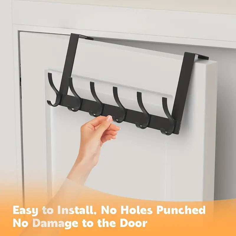 Over the Door Hooks Rack with 6 Hanger Hooks