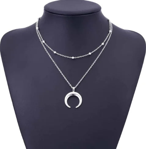 Double Angle Necklace - Women's Crescent Collar Necklace