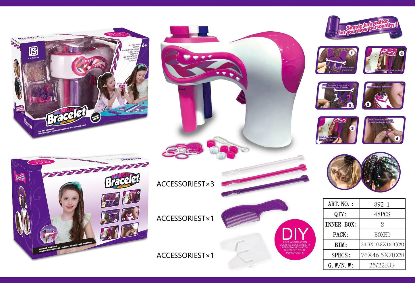 Automatic Three-Strand Hair Braider Toy for Kids