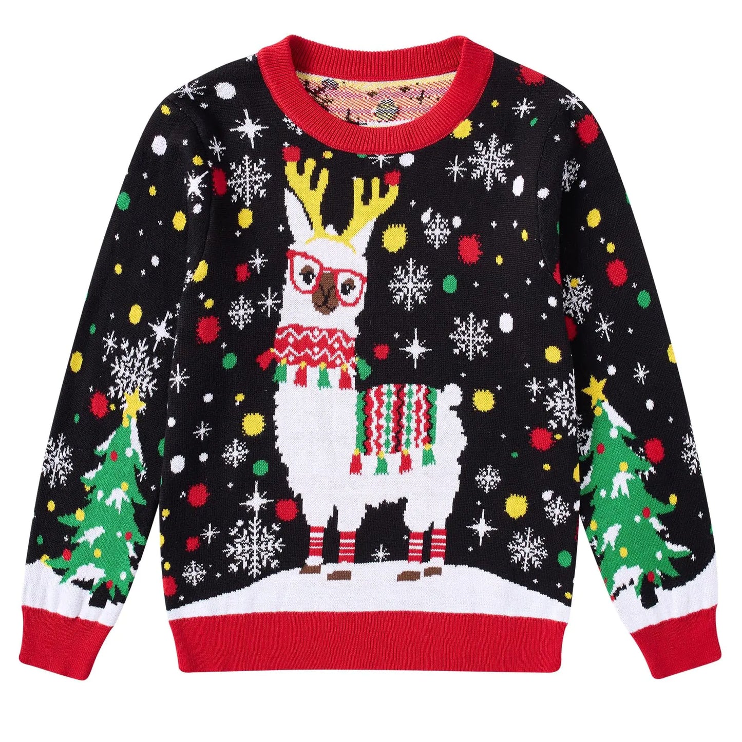 Lovefairy Girls Boys Christmas Ugly Santa Tree Sweaters for 11 12 Years Kids Xmas Knit Sweater Black Alpaca Novelty Pullover